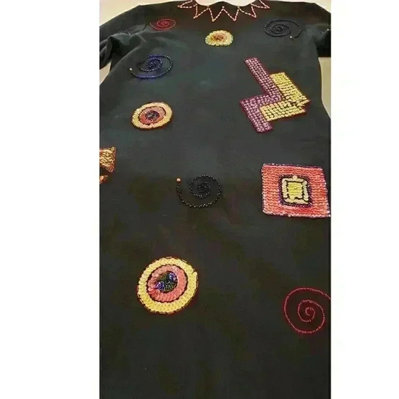 Vintage Dress 70s Sequin Beaded NWT Liz Claiborne Dead Stock MCM Orig tag $260 S - Picture 12 of 12